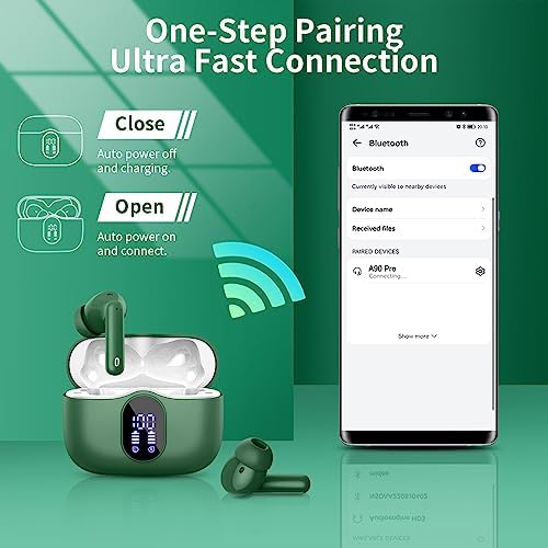 Btootos Ultra-Durable Bluetooth 5.4 Wireless Earbuds – Immersive Bass Sound with Noise-Cancelling Mic, IP7 Waterproof Design for Active Lifestyles, 36-Hour Playtime with LED Battery Display, Bold Yellow for a Striking Audio Experience