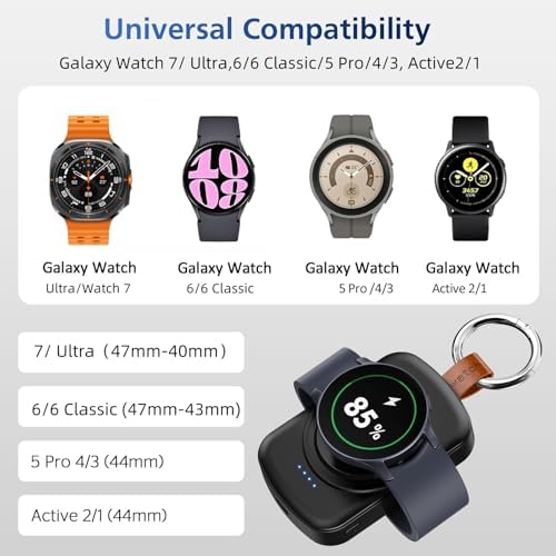 Sleek 1800 m Ah Magnetic Wireless Charger for Samsung Galaxy Watch Series – Ultimate On-the-Go Power Solution for Galaxy Watch 7/Ultra/6/6 Classic/5/5 Pro/4/3/Active 2/1 – Fast, Compact, and Stylish Charging Accessory for Your Smartwatch Lifestyle