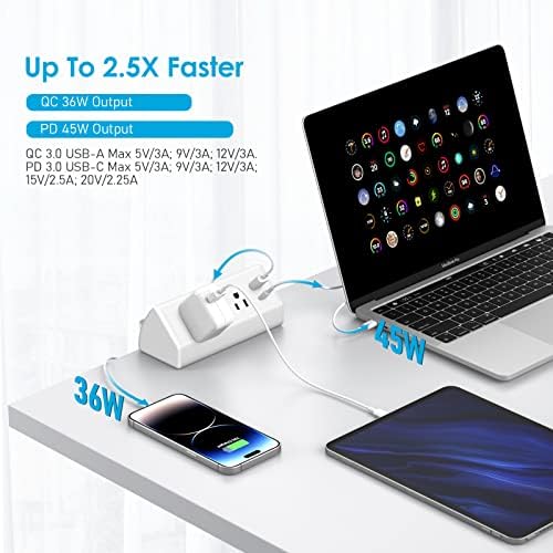 CCCEI Professional Desk Power Strip with 18 W USB-C Fast Charging, 800 J Surge Protection, and 6 FT Clamp-Mount Flexibility for Enhanced Workspace Efficiency – Ultimate Desktop Outlet Solution for Home and Office Use