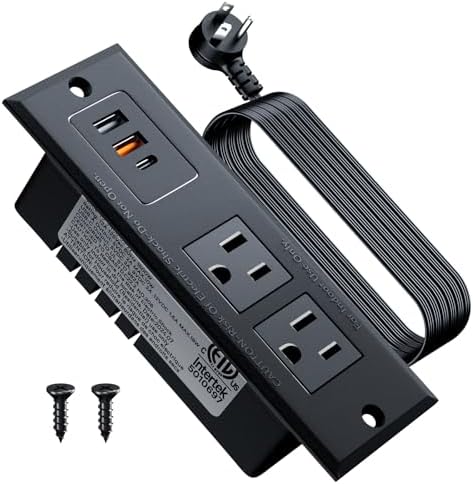 DOACE Space-Saving Recessed Power Strip with USB-C Fast Charging – Dual AC Outlets & Three USB Ports, 6 ft Cord for Effortless Connectivity in Home & Conference Settings – Clutter-Free, Efficient Power Solution for Modern Workspaces