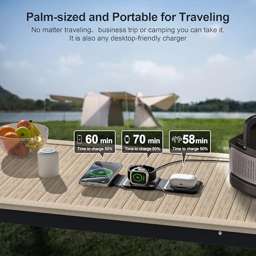 UCOMX Foldable 3-in-1 Wireless Charging Station: Ultimate Travel Charger for i Phone 12-16 Pro Max, Apple Watch Series 3-Ultra, and Air Pods Pro – Rapid Nano Technology for Fast, Safe Charging & Clutter-Free Convenience
