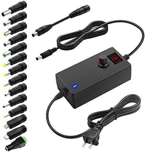 SHNITPWR Universal AC to DC Power Adapter – 48 W Adjustable Voltage Converter (3 V to 24 V) with 14 Interchangeable Tips & Polarity Converter for Maximum Device Compatibility and Efficient Performance, Ideal for Electronics Enthusiasts and Professionals