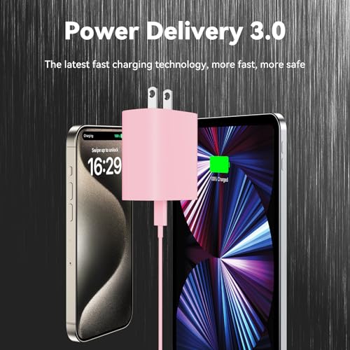 Ultimate i Phone 16 Pro Max Fast Charger with 8 FT USB-C Cable – High-Speed Wall Adapter in Stylish Purple – Compatible with i Phone 15 Series and i Pad Pro – Perfect for Quick Charging on the Go – Enhance Your Charging Experience with Extended Reach and Reliability