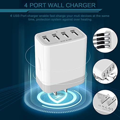 AILKIN 4.8 A Multi-Port USB Wall Charger – Ultimate Fast Charging Station for i Phone 15/14/SE/13/12/11 Pro Max & Samsung S23/S22 – Compact Power Hub with Built-in Safety Features for Home, Office & Travel