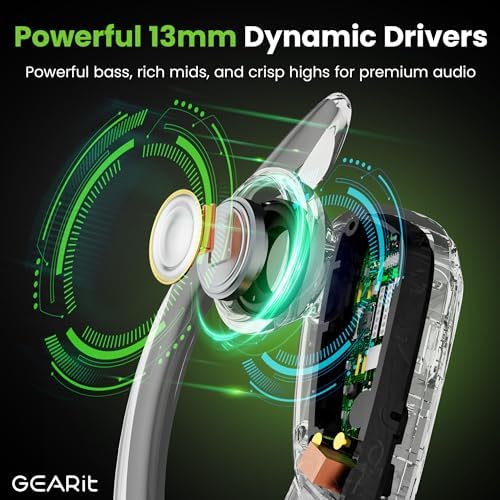 Revolutionize Your Sound Journey with GEARit Sport Hook True Wireless Earbuds – 23-Hour Playtime, IPX7 Waterproof & Sweatproof for Ultimate Durability – Ergonomically Designed for a Secure Fit with Advanced Bluetooth 5.4 for Seamless Connectivity on i Phone & Android – Perfect for Fitness Buffs and Commuters Seeking High-Quality Audio Experience