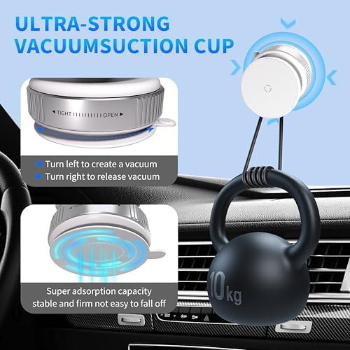 Ultra-Strong Magnetic Car Phone Holder with Vacuum Suction for Any Smooth Surface – 360° Rotating MagSafe-Compatible Phone Mount for iPhone/Android, Dashboard Windshield Car Accessories. Black – Enhanced Compatibility and Speed