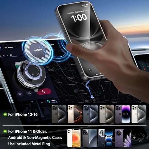 Advanced Carbon Fiber Mag Safe Car Phone Holder – 96 LBS Vacuum Suction & 2800 gf Magnetic Grip for Secure Hands-Free Navigation – 360° Adjustable Mount Compatible with i Phone 12 to 16 Pro Max – Ultimate Stability for Modern Drivers