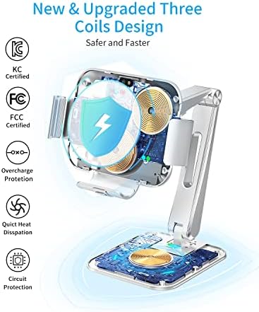 ANPULES 2-in-1 Wireless Charging Stand for Samsung Galaxy Z Fold Series and Buds – Fast Charging Dock with 3 Coils for Enhanced Compatibility and Efficiency, Sleek Design for Tidy Spaces, Non-Slip Surface for Secure Charging