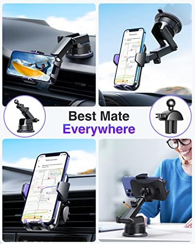 VANMASS 2024 Enhanced Universal Phone Holder – Super Suction Cup Mount for Car Dashboard, Window & Vent – Securely Fits i Phone 15 Pro Max, 14, 13 & More – Hands-Free Vehicle Cradle with 360-Degree Rotation – Sleek Blue Design for Ultimate Convenience and Safety