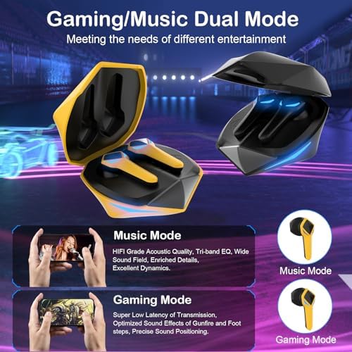 Elevate Your Audio Experience with LEEPENK F3 Wireless Earbuds – Dual Pack of Ergonomic Bluetooth Earbuds with 45 ms Ultra-Low Latency for Gaming, Intuitive Touch Controls for Hassle-Free Operation, and Eye-Catching Breathing Light Design – Ideal for Effortless Transitions Between Gaming Battles and Music Enjoyment