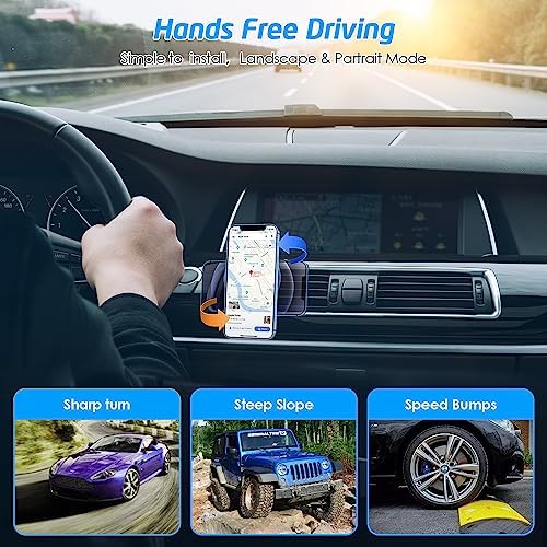 Wix Gear Magnetic Phone Holder for Car – 2 Pack Universal Air Vent Mount for Smartphones & Mini Tablets – Strong Grip with 4 Metal Plates for Enhanced Compatibility – Effortless Installation for Safe Driving Navigation