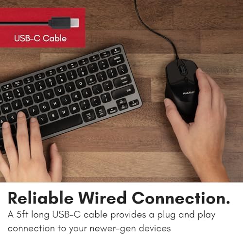 Effortlessly Enhance Your Workflow with the Macally USB-C Wired Mouse – Ergonomic Design, Adjustable DPI for Ultimate Precision, and Quiet Clicks for Distraction-Free Productivity – Perfect for Mac Book, i Mac, Windows PCs, and Laptops – Experience Seamless Compatibility and Unmatched Comfort Today!
