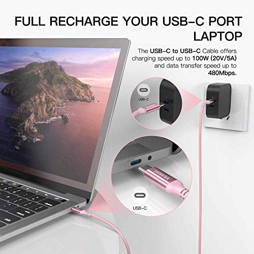 Elevate Your Charging Experience with Awnuwuy 100 W Pink USB C to USB C Cable – 10 ft Long (2-Pack) for Fast Charging & Data Transfer, Compatible with i Phone 15 Series, i Pad Pro, Mac Book Air, Samsung Galaxy S23/S22, Pixel 6 – Stylish Durability & Enhanced Performance for All Your Devices