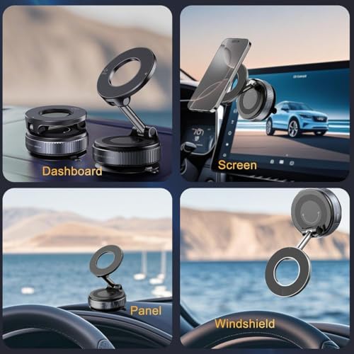 Vacuum Magnetic Suction Phone Holder,Doubled Sided Universal Cellphone Holder Stand for Car/Home/Smooth Surface/Mirror/Glass Foldable and Retractable Vacuum Magnetic Suction Phone Mount Bracket (B) – Enhanced Compatibility and Speed