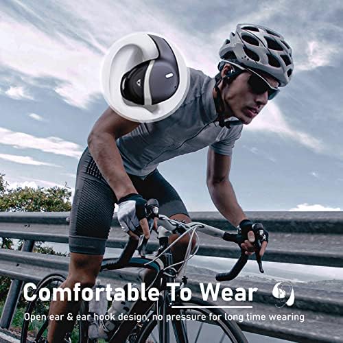 Mosonnytee Bluetooth Open Ear Workout Earbuds – Lightweight Wireless Running Headphones with 30 Hours Playtime, Ideal for i Phone and Outdoor Activities, Enhanced Safety with Air Conduction Technology and Secure Earhook Design (White)