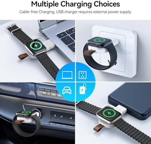 Portable Magnetic Wireless Charger for Apple Watch – Fast Charging i Watch Accessory for Ultra, Series 1-9, and SE – Travel-Friendly Cordless Design for Ultimate Convenience and Durability