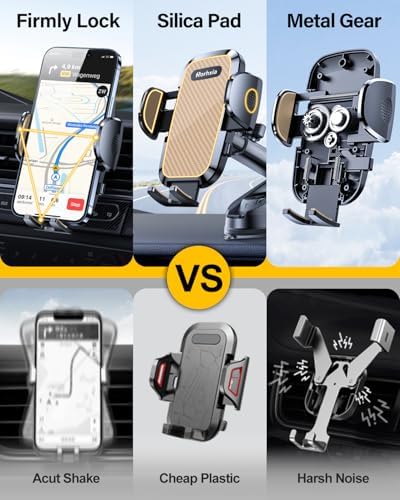 3-in-1 Phone Holders for Your Car [2025 Most Stable and Flexible Suction Cup] Vent Dashboard Windshield Cell Phone Car Mount Fit for iPhone, Samsung, All Phone – Enhanced Compatibility and Speed