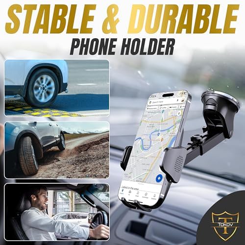 2025 Premium 85+LBS Ultra Strong Suction & Clip Military-Grade 3 in 1 Car Phone Holder Mount for Dashboard Windshield Vent, Heavy Duty Cradle for iPhone 16 15 14 Pro Max, Android Devices – Enhanced Compatibility and Speed