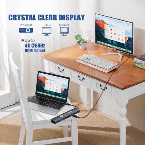 Elevate Your Digital Workspace with the Ultimate 7-in-1 USB C Hub & USB Splitter – Lightning-Fast Data Transfer for Mac Book, Dell, HP Laptops, and Smartphones – All-in-One Port Extender Featuring TF/SD Card Reader and Audio Output – Compact, Durable Accessory for Seamless Connectivity and Enhanced Productivity