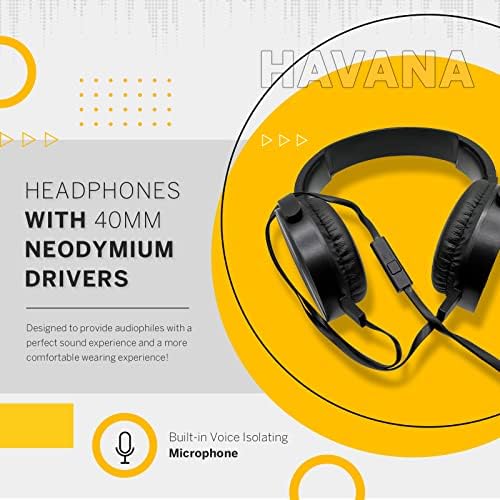 SANTANA BY CARLOS SANTANA Besos & Havana Wired Studio Headphones – Premium Sound Experience with Adjustable Headband & Ultra-Plush Ear Cups – Perfect for Music Lovers, Movie Enthusiasts, and Professional Calls – Sleek Black Design with Universal Device Compatibility – Unmatched Comfort for Extended Listening Sessions