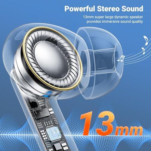 2025 Bluetooth 5.3 Wireless Earbuds – High-Performance Sport Headphones with 42 Hours of Playtime, IPX7 Waterproof Rating, and 4 ENC Microphones for Crystal-Clear Calls – Ideal for Active Lifestyles and Superior Sound Quality on i Phone and Android Devices