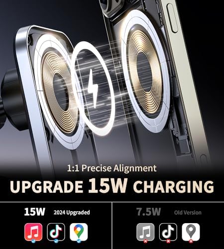 Mag Safe Car Mount Charger: 360° Rotatable Magnetic Wireless Fast Charger for i Phone 12-16 Series – Effortless Mounting & Ultimate Driving Convenience