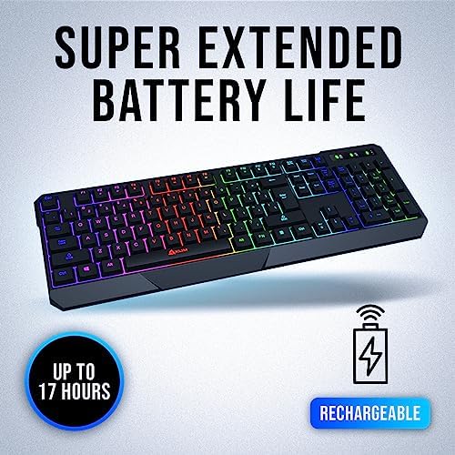 KLIM Chroma RGB Wireless Gaming Keyboard – Ultimate Performance with Long-Lasting Rechargeable Battery, Quick Typing & Water-Resistant Design for PC, PS5, PS4 & Mac – Elevate Your Gameplay with Stunning Backlighting & Enhanced Compatibility