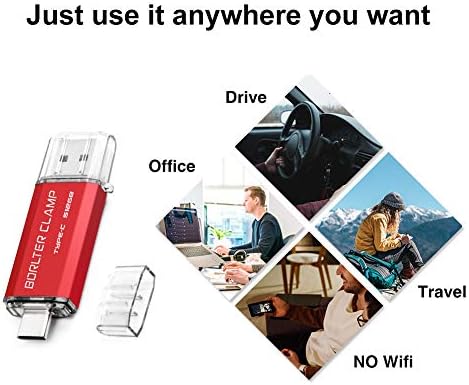 High-Speed 512 GB Dual Port USB 3.0 Type C Flash Drive – Versatile OTG Memory Stick for Android Smartphones & PCs, Compatible with Samsung Galaxy S10/S9/S8/Note 9, LG, Google Pixel – Compact & Stylish Red Design for Effortless File Transfers