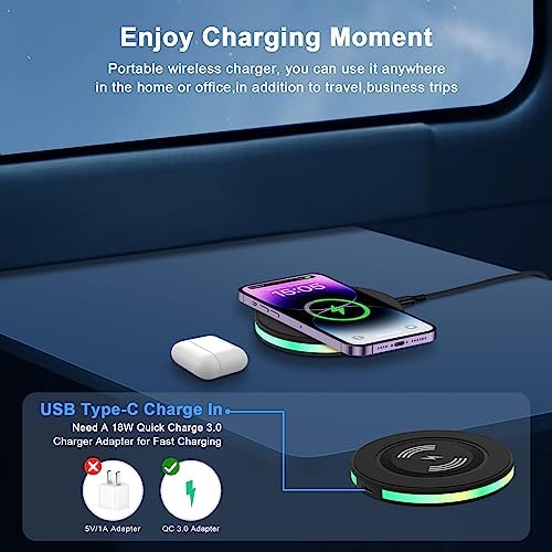 15 W Fast Wireless Charging Pad with QC 3.0 Adapter | Universal Charger for Samsung Galaxy S Series, i Phone 16-11 Pro Max, and Google Pixel 9-4 XL | Optimize Your Charging Experience with Enhanced Compatibility and Speed