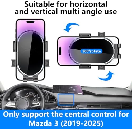 Mazda 3 Custom Dashboard Phone Holder (2014-2018) – Premium Auto Phone Mount for Enhanced Navigation & Hands-Free Safety – Sleek Mobile Cradle with 360° Rotation & Easy Installation – Perfect Mazda 3 Accessory for All Smartphone Sizes