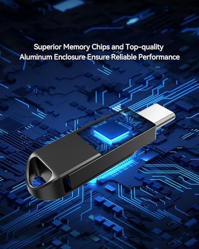 128 GB Dual USB Type C + A OTG Flash Drive – Waterproof Metal Swivel Design for Fast Data Transfer – Ideal Thumb Drive for PC, Laptop, Tablet, i Phone 15 & Android Devices – Portable Storage Solution for On-the-Go Professionals and Students