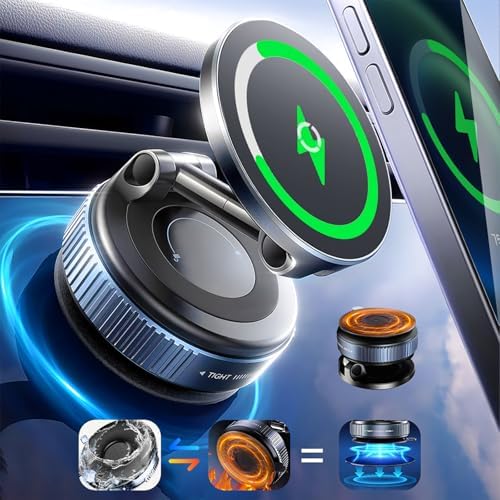Revolutionary 360° Adjustable Wireless Charger Car Phone Holder with High-Strength Nano Gel Suction – Effortless Magnetic Charging for i Phone 16/15/14/13/12 & More – Universal Compatibility for Smooth & Textured Surfaces – Compact, Foldable Design for On-the-Go Convenience – Charge Seamlessly with No Cables or Port Wear – Perfect for Multi-Vehicle Use and Dynamic Environments