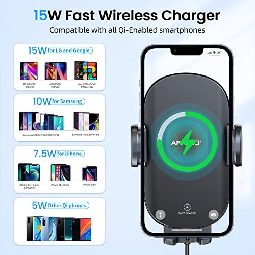 Revolutionary APPS2 Car Cup Phone Holder with 15 W Qi Wireless Charger and QC 3.0 Adapter – Ideal for i Phone 11-16 Series & Universal Devices – Secure Design for Hassle-Free Driving & Fast Charging Convenience