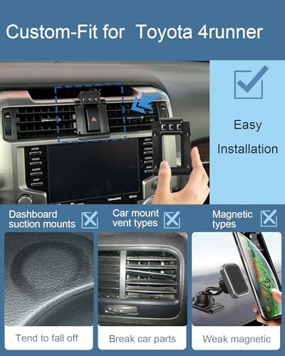 Upgrade Your 2024 Toyota 4 Runner with the Ultimate Phone Mount – Universal Compatibility for All Cell Phones, Hands-Free Driving Solution, Easy Installation, and Adjustable Viewing Angles for Enhanced Safety and Convenience