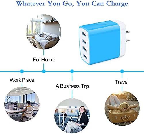 Ultra-Fast Multi-Port USB Charger for i Phone 16 & Samsung Galaxy – 4.8 A Power Adapter Wall Plug for Rapid Device Charging – Compact Cube Design with Enhanced Safety Features for Home & Travel Use