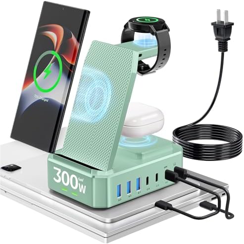 Ultimate 10-in-1 Wireless Charging Station for Samsung Devices – 300 W Power Hub with 65 W USB C Fast Charging for S25 Ultra/S24/S23/S22/Note 20, Galaxy Watch Ultra 7/6/5 & Galaxy Buds – Multi-Device Convenience and Rapid Power Delivery, Ideal for Home & Office Use