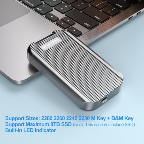 Ultra-Fast M.2 NVME & SATA SSD Enclosure – 10 Gbps USB 3.2 Gen2 USB-C Connector for High-Speed Data Transfer, Compatible with M Key & B+M Key SSDs (2280/2230/2242/2260) – Portable, Plug-and-Play Design for Effortless File Management and Enhanced Performance
