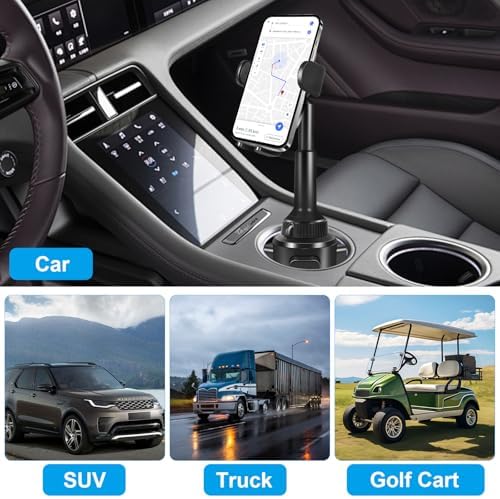 Innovative Wireless Car Charger & Adjustable Cup Holder Phone Mount – 15 W Fast Charging for i Phone 16/15/14/13, Samsung, LG – Customizable Height & Secure Fit for Ultimate Road Convenience – Includes Car Adapter for Immediate Use
