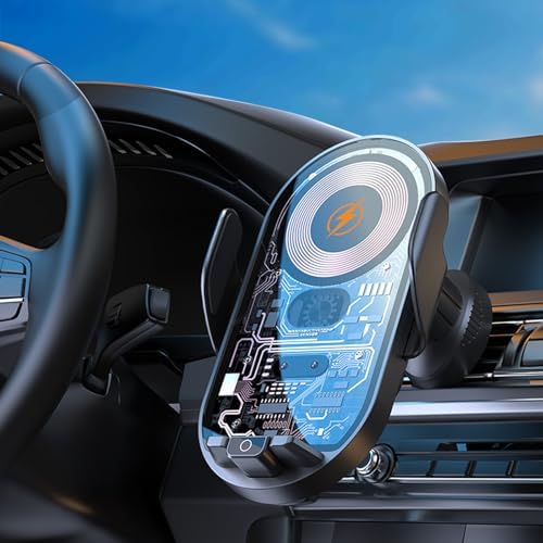 Smart Auto-Clamping Car Charger Mount for i Phone & Samsung – Fast Wireless/Wired Charging Holder for Enhanced Road Safety & Convenience – Versatile Compatibility with i Phone 15/14/13/12/11 & Galaxy S23/S22/S21/S20/S10+/S9+/Note 9 – Effortless Installation & Adjustable Viewing Angles