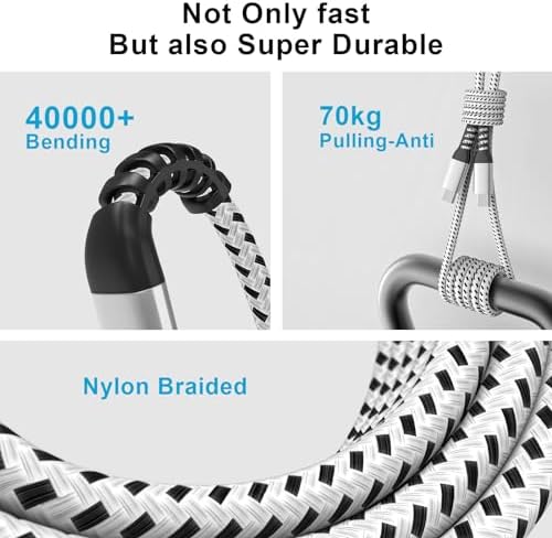 10 Ft USB-C to USB-C Cable 3 Pack – Lightning-Fast Charging for i Phone 15/16, Mac Book & Samsung Galaxy – Extra Long, High-Performance Power Delivery – Durable Design for Ultimate Versatility and Convenience