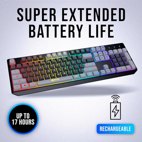 KLIM Chroma RGB Wireless Gaming Keyboard – Ultimate Performance with Long-Lasting Rechargeable Battery, Quick Typing & Water-Resistant Design for PC, PS5, PS4 & Mac – Elevate Your Gameplay with Stunning Backlighting & Enhanced Compatibility