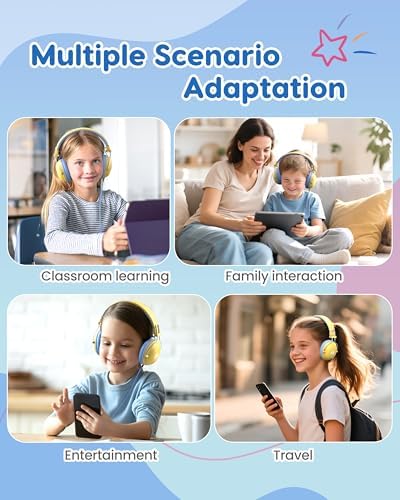 Safeguard Your Child’s Hearing with Durable Wired Headphones Featuring Volume Limiting Technology – Comfortable On-Ear Fit for Extended Use in School, Travel, and Entertainment – Enhanced Stereo Sound with 3.5 mm Compatibility – Available in Eye-Catching Blue and Red for Boys and Girls