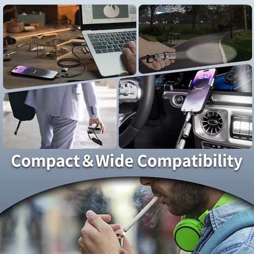 6 in 1 USB C Cable,60W Fast Charging Cable 4 FT,C to USB A/C Braided Multi-Function Charger Power Cord with LED Flashlight and Electric Lighter,for Charging/Outdoor/Travel Use – Enhanced Compatibility and Speed