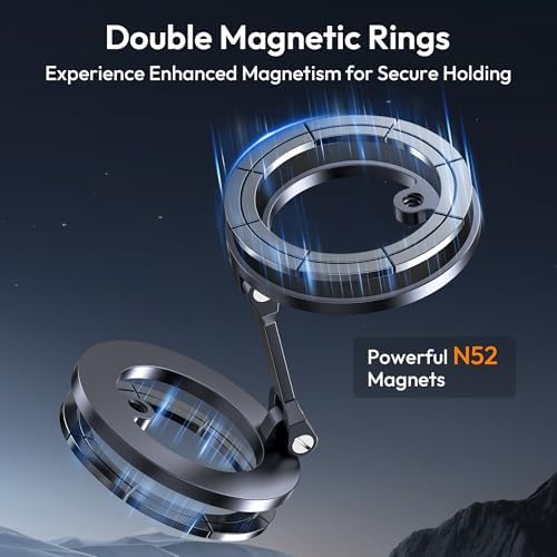 Itramax Magnetic Ring Phone Holder for iPhone 16,Double Ring Adjustable Cell Phone Stand,Magnetic Phone Holder 360° Rotation Portable Mount for iPhone 15 14 13 12 Pro Max,Mag/Safe Case,Gym,Golf Cart – Enhanced Compatibility and Speed