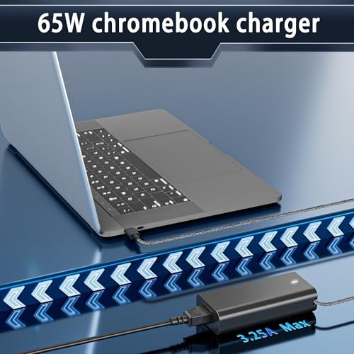 Ultra-Compact 65 W USB-C Laptop Charger for Dell XPS & Latitude Series – Lightweight Power Solution with High-Speed Performance and Broad Compatibility – Ideal Backup Charger for Travel and Home Use