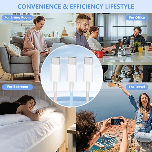 Power Up Your Devices: 20 W Fast Charging Duo Kit for i Phone 16 & 15 – Includes Two 6 FT Woven Type-C Cables for Enhanced Durability and Versatility – Perfect for i Pad Pro & Air Pods – Experience Rapid Charging with Unmatched Portability and Reliability