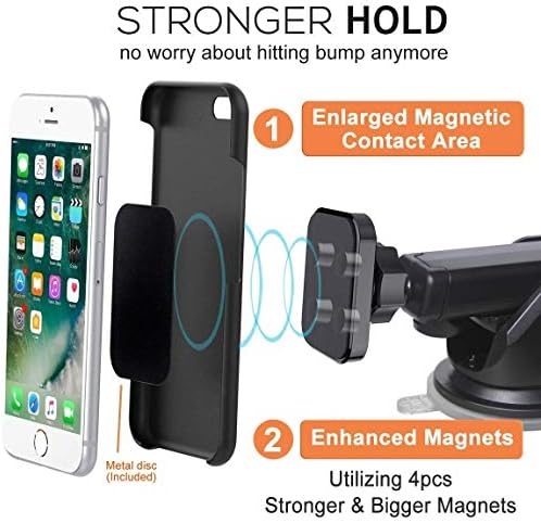 Universal Car Mount Magnetic Mobile Phone Holder for Dashboard & Windshield with 360 Rotating Long Arm & Extra Magnetic Power Designed for India, MagBear Magnetic Car Mount Holder – Enhanced Compatibility and Speed