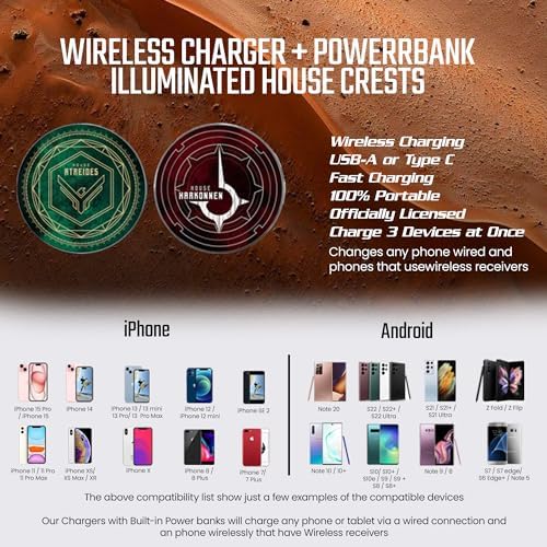 Star Trek Illuminating Wireless Charger & Backup Battery Pack – Sci-Fi Inspired Portable Phone Charger with Light-Up Transporter Pad Logo for Enhanced Compatibility and Fast Charging – Ultimate Gift for Star Trek Fans and Tech Enthusiasts