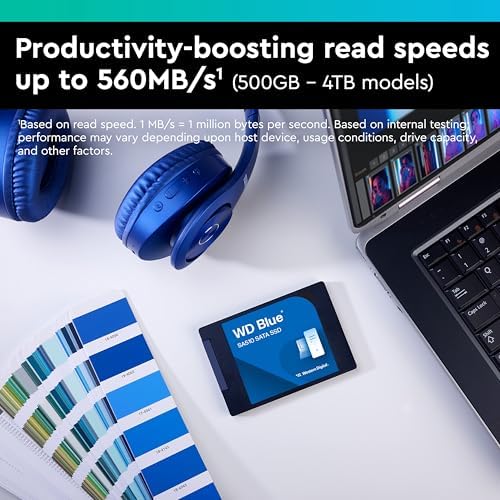 Elevate Your Computing with the Western Digital 500 GB WD Blue SA510 SATA III Internal SSD – Unleash Lightning-Fast 560 MB/s Read Speeds, 2.5″/7 mm Form Factor for Ultimate Device Compatibility and Enhanced Performance