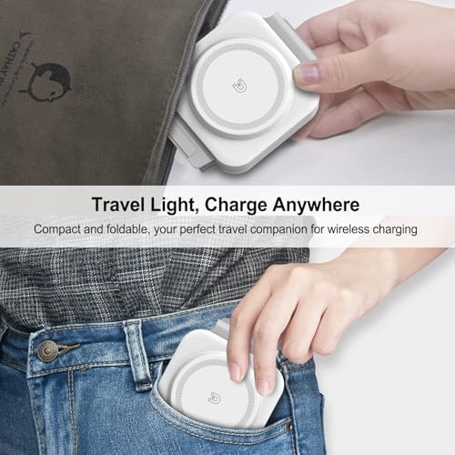 Ultimate 3 in 1 Magnetic Wireless Charging Station for Apple Devices – Foldable Travel Charger for i Phone 16, 15, 14, 13, 12 Pro Max, Apple Watch & Air Pods (Sleek White) – Fast, Portable & Durable Power Solution for Tech Enthusiasts